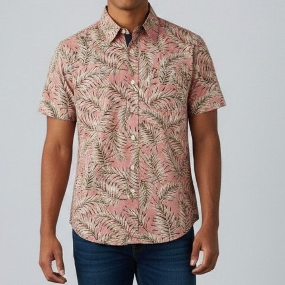Jachs NY Tropical Print Short Sleeve Button Down Cotton Shirt Men's Size S NWT